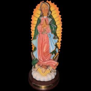 Vintage Our Lady of Guadalupe 12" Religious Resin Statue Figurine Decor